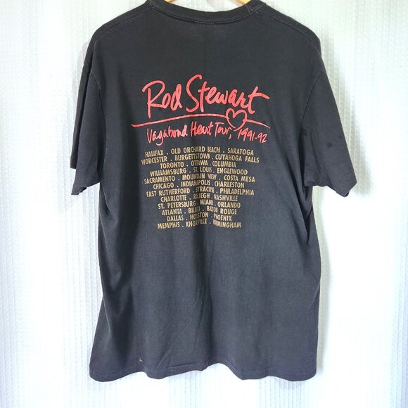 Vintage 90s Rod Stewart Vagabond Heart Tour 1991 Band T-Shirt XL Single Stitch - Picture 2 of 8